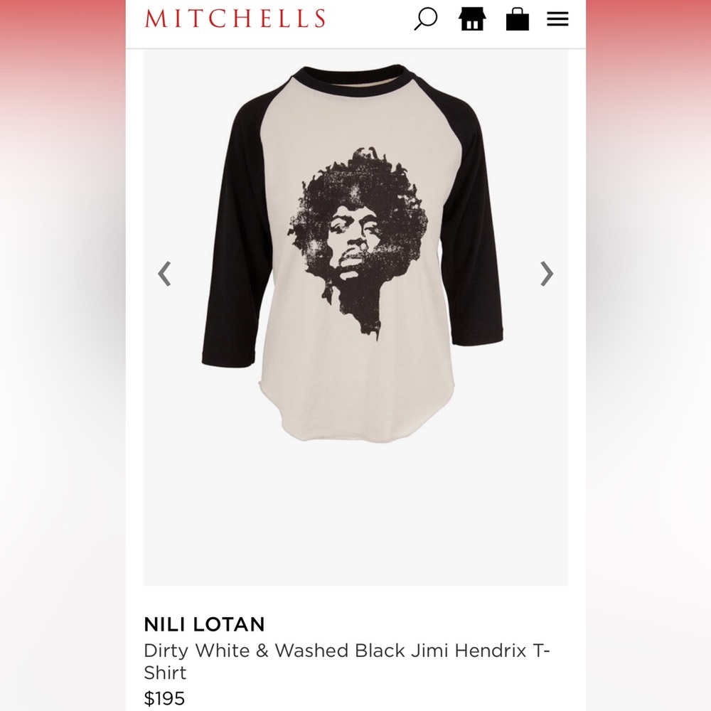 NILI LOTAN Dirty White & Washed Black Jimi Hendrix T-Shirt, XS